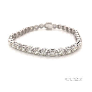 Diamond Bracelets Bangles: 18k White Gold 5ct Diamonds Tennis Bracelet