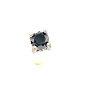 Diamond Earrings: 18K White Gold Single Black Diamond Stud Earring Single 0.19ct