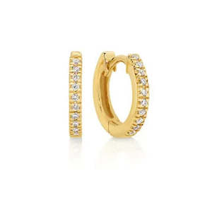 Diamond Earrings: 9k Yellow Gold 0.10ct Diamonds Mini Huggie Earrings