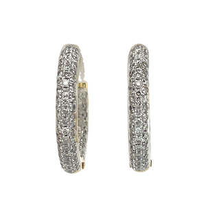 Diamond Earrings: 9k Yellow Gold 1.03ct Diamond Hoop Earrings