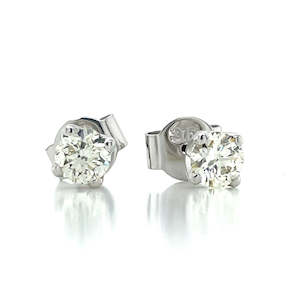 Diamond Earrings: 9k White Gold 2=0.68ct Diamond Stud Earrings