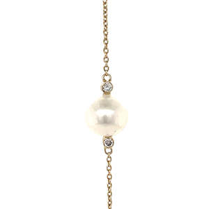 9k Yellow Gold Pearl & Diamonds Bracelet