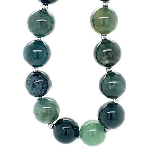 Moss Agate & Haematite Beads Necklace