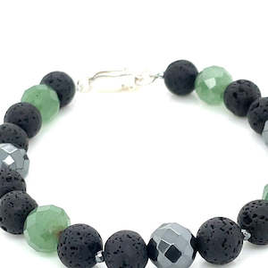 Aventurine, Haematite & Lava Beads Bracelet