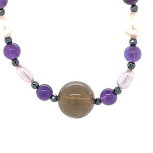 Gifts Under 500: Amethyst, Lapis Pearl & Haematite Necklace