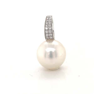 Autore 18k White Gold South Seas Pearl & Diamonds Pendant