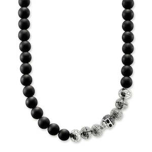 Thomas Sabo Charm Club: THOMAS SABO REBEL OBSIDIAN BCZ SKULL N/L 70cm