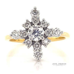 Anniversary Rings: 18K B/Tne Diamond Cluster Ring
