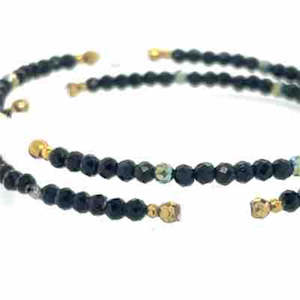 Black Spinel, Haematite, MOP Crosses Memory Bracelet