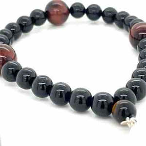 Black Tourmaline & Tigereye Bead Comfort Bracelet
