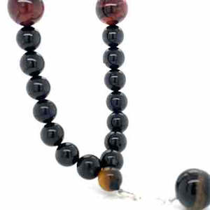 Black Tourmaline & Tigereye 33 Bead Comfort Bracelet