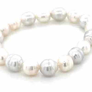 Jewellery Pearls: Autore Silver Circle South Sea Pearls Stretch Bracelet