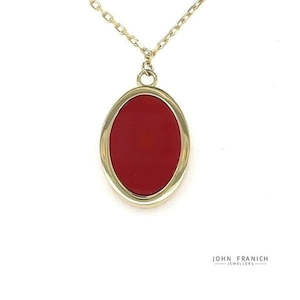 9k Yellow Gold Oval Carnelian Pendant
