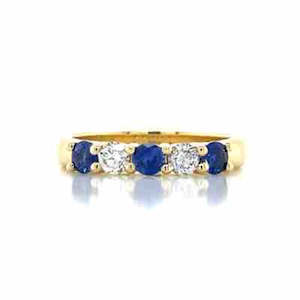 18K Yellow Gold Blue Sapphire & Diamonds Ring