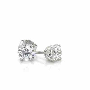 9K White Gold 2= 1ct Lab Grown Diamond Stud Earrings