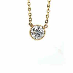 18k Yellow Gold 1ct H SI LG Diamond Pendant 9k Gold Oblong Trace Chain
