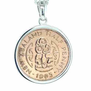 'Kiwiana' Stg Silver 1965 Half Penny Pendant