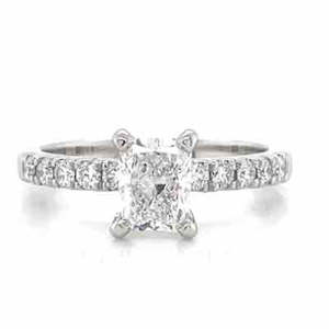 "Paula" Platinum Radiant & Round Diamonds Ring