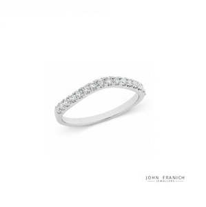 Anniversary Rings: 9k White Gold Curved Diamond Band Ring