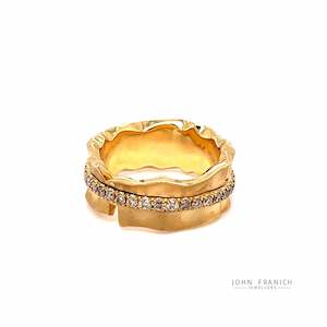 18k Gold "Silk Ribbon" Champagne Diamond Ring