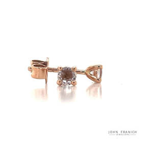 9K Rose Gold 3mm Morganite Stud Earrings