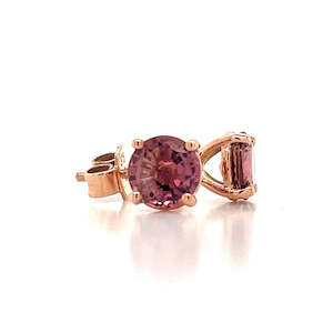 9K Rose Gold 6mm Pink Tourmaline Stud Earrings