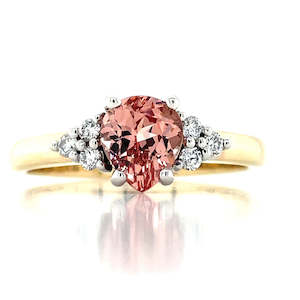 The Year Of The Dragon: 'Cerelia' 9k B/Tn 1.16ct Pear Malaya Garnet & Diamonds Ring