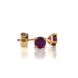 9K Yellow Gold Rhodolite Garnet Stud Earrings