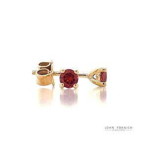 9K Yellow Gold Garnet Stud Earrings