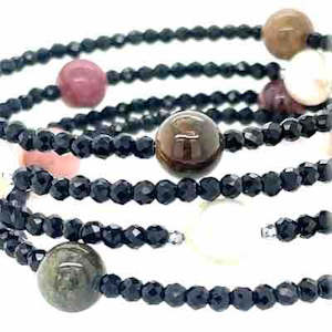 Amethyst: 'Candy Floss' Black Spinel, Freshwater Pearl and Tourmaline Bracelet
