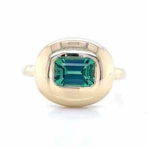 Tourmaline: 9K Yellow Gold 0.99ct Green Tourmaline Bubble Ring