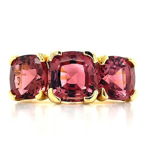 Tourmaline: 18k Yellow Gold Octagonal & Cushion Pink Tourmaline Ring