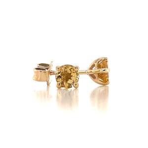 9K Yellow Gold 4mm Citrine Stud Earrings