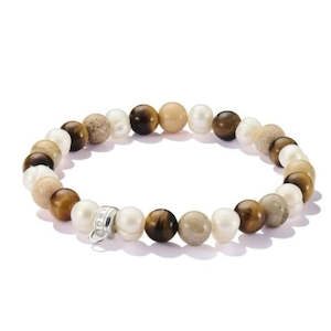 Mens Bracelets: THOMAS SABO C/C FW PEARL, JASPER, TIGERS EYE BL 17cm