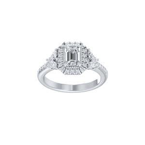 Rings: 9k White Gold 54=1.67ct EF/VS Lab Grown Diamonds Cluster Ring Set