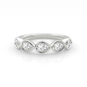 9k White Gold Lab Grown Pear Diamonds Ring