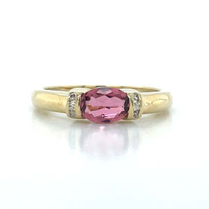 Rings: 9k Yellow Gold 0.68ct Pink Tourmaline & 6=0.04ct Diamonds Ring