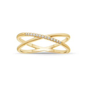Rings: 9k Yellow Gold Diamond Crossover Ring