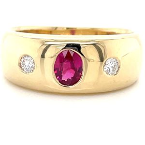 9k Yellow Gold 0.48ct Ruby & 2=0.14ct FG SI Diamonds Ring
