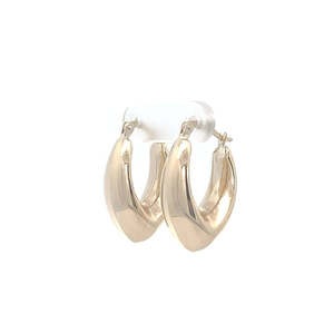 Earrings: 9k Yellow Gold Curved Oval Hoop Earring