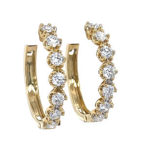 Earrings: 18k Yellow Gold 1ct Diamonds Hoop Earrings