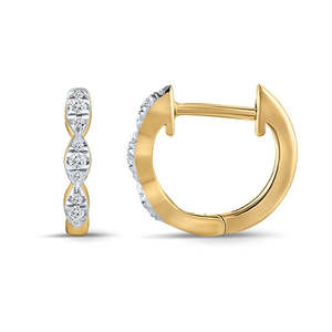 9k Yellow Gold Diamond Hoop Earrings