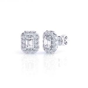 Earrings: 9k White Gold 0.95ct Lab Grown Cluster Stud Earrings