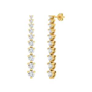 9k Yellow Gold LG Graduated Diamond Drop Earrings