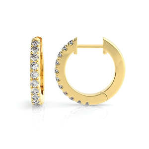 9k Yellow Gold Diamond Hoop Earrings