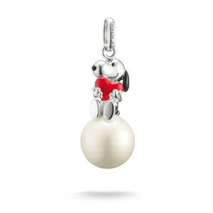Necklaces Pendants: THOMAS SABO PEANUTS SNOOPY HEART F/W PEARL PNDT