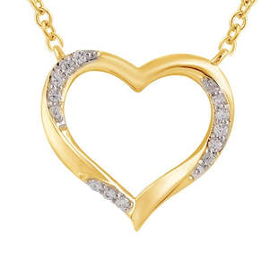 9k Yellow Gold 0.11ct Diamond Heart Pendant