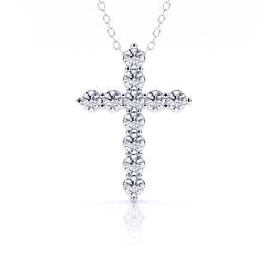 9k White Gold Lab Grown Diamond Cross Pendant
