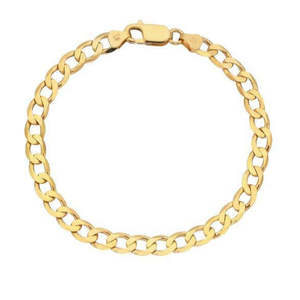 9K Yellow Gold 6 Sided Open Curb 150 Gauge Bracelet 21cm