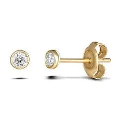 9k Yellow Gold 2=0.15ct Lab Grown Rubover Stud Earrings